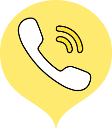 Icono globo amarillo con un teléfono sonando